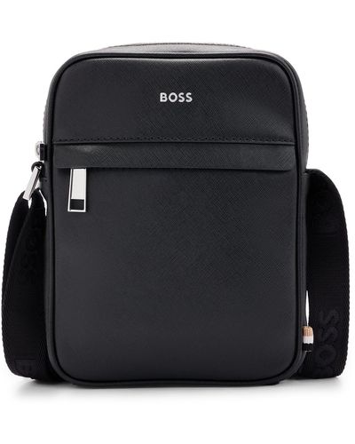 BOSS Reporter Bag With Signature Stripe And Logo Detail - Black