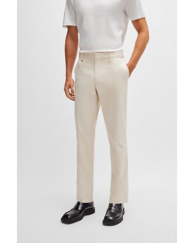 BOSS Slim-fit Trousers In Stretch Cotton - White