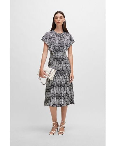 BOSS Short-sleeved Dress In Abstract-patterned Fabric - Multicolor
