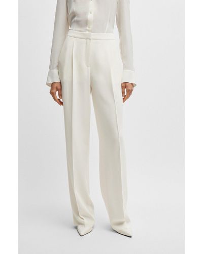 BOSS Regular-fit Trousers In Matte Fabric - White