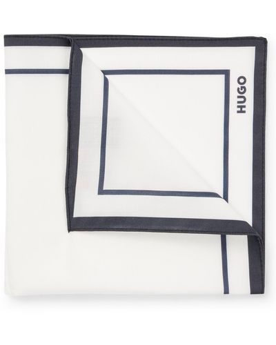 HUGO Einstecktuch aus Baumwolle mit Bordüre und Logo - Weiß
