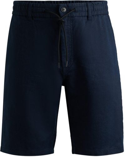 BOSS Tapered-Fit Shorts aus Leinen-Mix - Blau