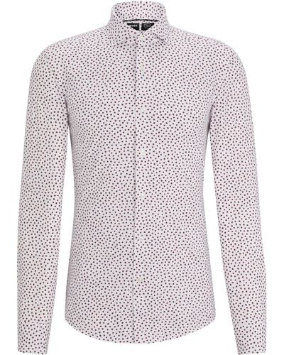 BOSS Slim-fit Overhemd Van Hoogwaardig Stretchmateriaal Met Print - Wit