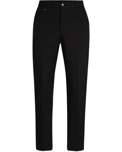 BOSS Relaxed-Fit Hose aus Stretch-Baumwolle mit Knopf - Schwarz