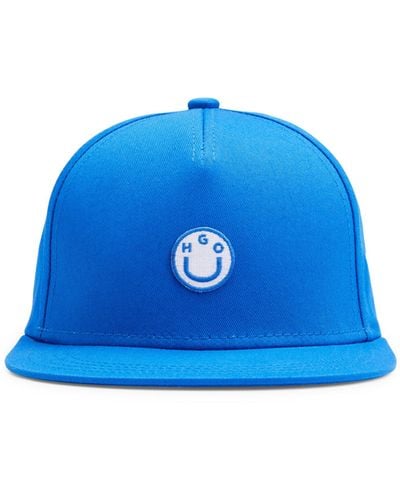 HUGO Cap aus Baumwoll-Twill mit neuem Logo-Aufnäher mit Stickerei - Blau