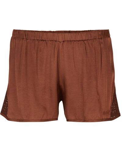 BOSS Pyjama-Shorts aus Satin mit verdecktem Bund und Monogramm-Details - Braun
