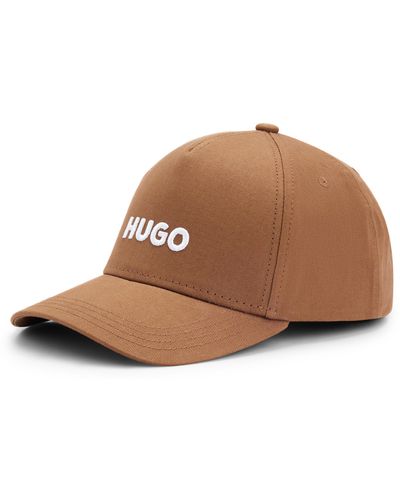 HUGO Logo-embroidered Cap In Cotton Twill - Brown