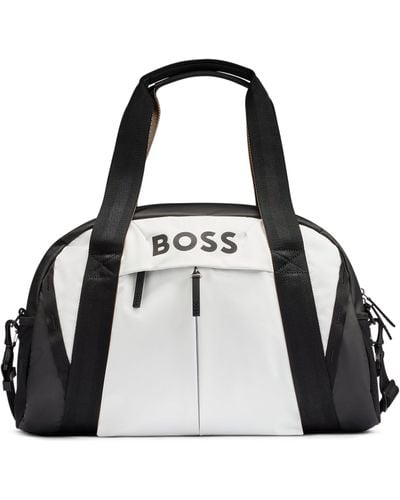 BOSS Faux-leather Holdall With Logo Details - Black