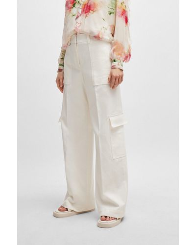 BOSS Straight-fit Trousers In A Cotton Blend - White