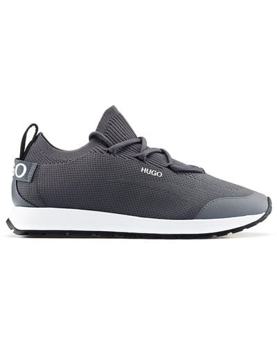 HUGO Sock Trainers With Contrast Logos - Grey
