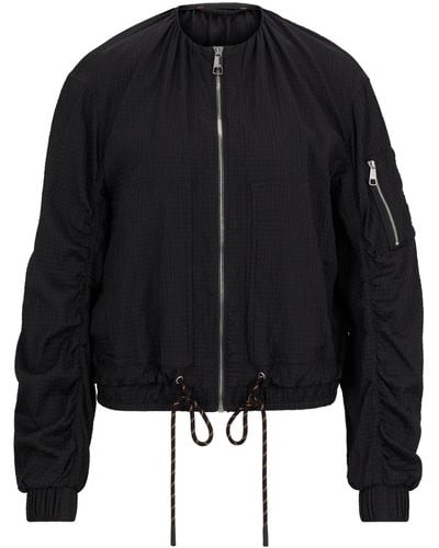 BOSS Regular-Fit Jacke mit Reißverschluss und gemustertem Tunnelzug - Schwarz