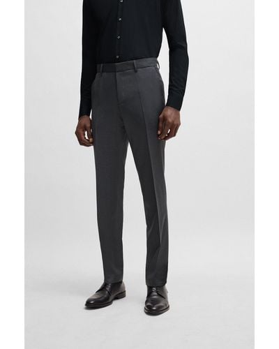 BOSS Regular-fit Trousers In Virgin-wool Serge - Grey