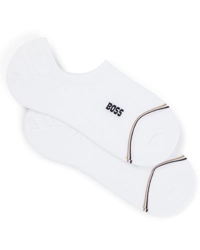 BOSS Zweier-Pack knöchellange Socken mit Branding - Weiß