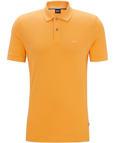 BOSS Poloshirt aus Bio-Baumwolle mit Logo-Stickerei - Orange