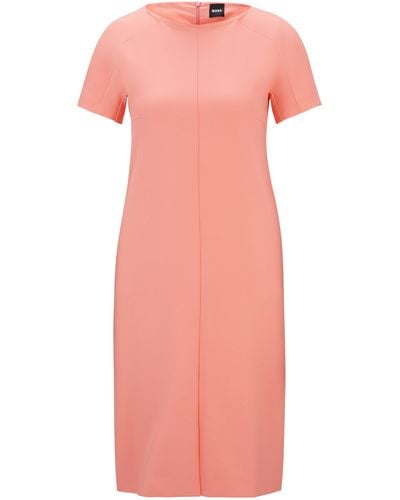 BOSS Kurzarm-Kleid aus elastischem Material-Mix - Pink