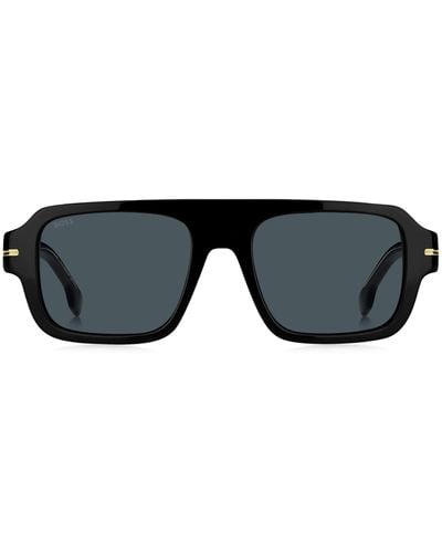 BOSS Sonnenbrille aus schwarzem Acetat mit charakteristischen Metalldetails