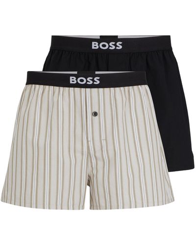 BOSS Set Van Twee Katoenen Pyjamashorts Met Logotailleband - Zwart