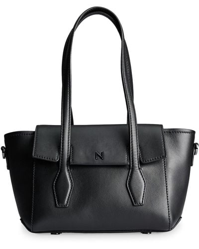 BOSS Naomi X Leather Tote Bag With Branded Trims - Black