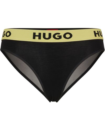 HUGO Stretch-modal Briefs With Logo Waistband - Black
