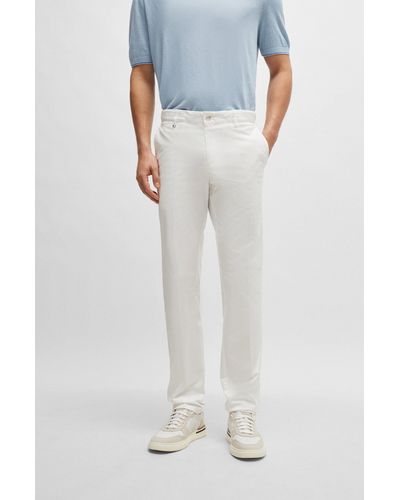 BOSS Slim-fit Pants In Stretch Cotton - White