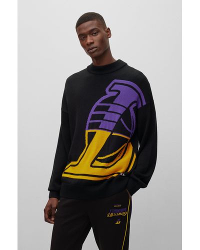 BOSS by HUGO BOSS X Nba Lakers Wool Blend Mock Neck Sweater - Black