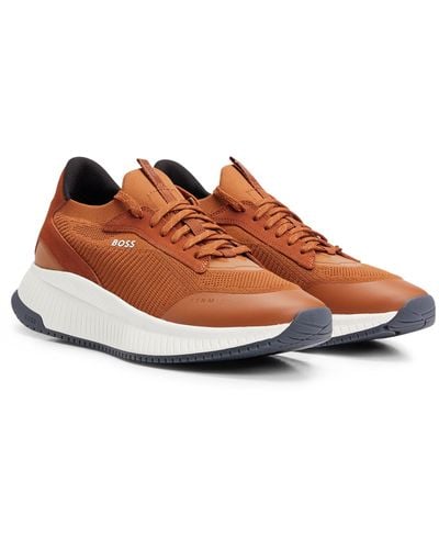 BOSS Ttnm Evo Sneakers With Knitted Upper - Brown