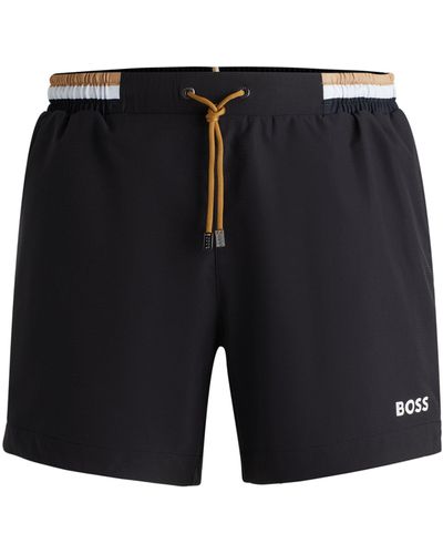 BOSS Zwemshorts Van Ripstopmateriaal Met Contrastlogo - Blauw