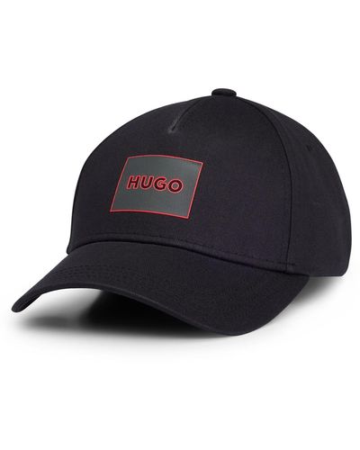 HUGO - Cotton-twill cap with red logo label