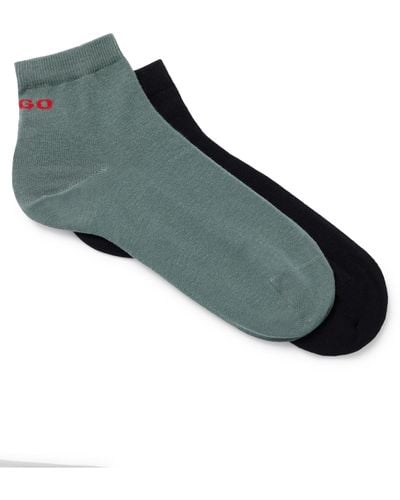 HUGO Two-pack Of Short-length Logo Socks - Blue