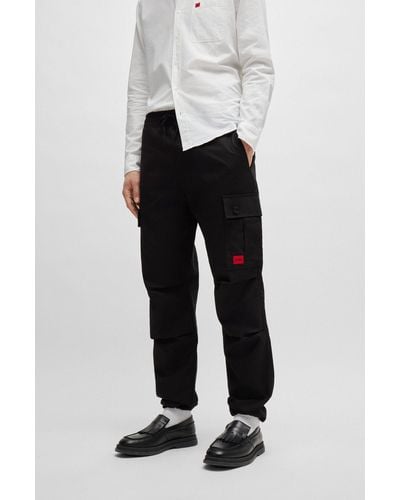 HUGO Regular-fit Cargo Trousers In Ripstop Cotton - Red