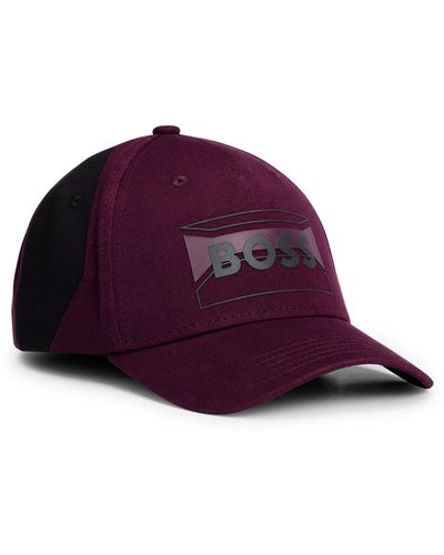 BOSS Cappellino in twill di cotone con logo della stagione a contrasto - Viola