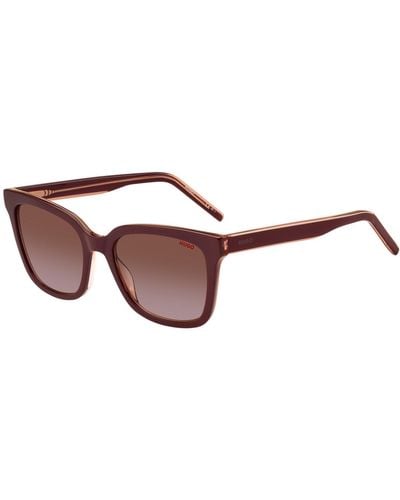 HUGO Maroon-acetate Sunglasses With Branded Temples - Brown