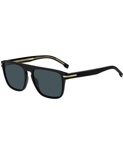 BOSS Gafas de sol de acetato negro con detalles en tono dorado
