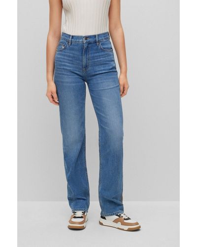 BOSS High-waisted Jeans In Blue Comfort-stretch Denim