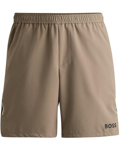 BOSS X Matteo Berrettini Water-repellent Shorts With Logo Print - Natural