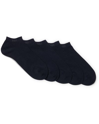 BOSS Paquete de cinco pares de calcetines tobilleros en mezcla de algodón - Azul