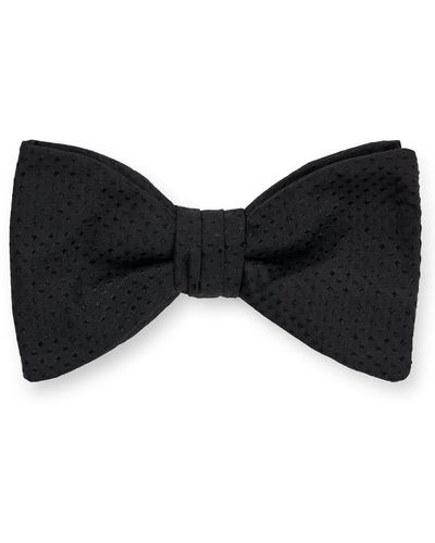 HUGO Dot-patterned Bow Tie In Silk Jacquard - Black