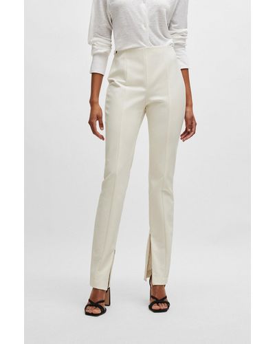 BOSS Extra-slim-fit Trousers In Performance-stretch Fabric - White