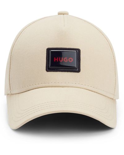 HUGO Cap aus Baumwoll-Twill mit Logo-Aufnäher - Natur