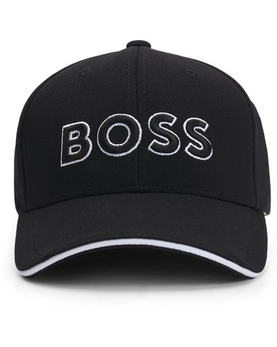 BOSS Cap aus Stretch-Piqué mit 3D-Logo-Stickerei - Schwarz