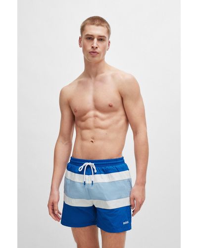 BOSS Bañador tipo shorts con forro integral y bloques de color - Azul