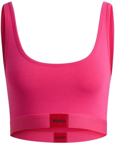 HUGO Stretch-cotton Bralette With Red Logo Label - Pink