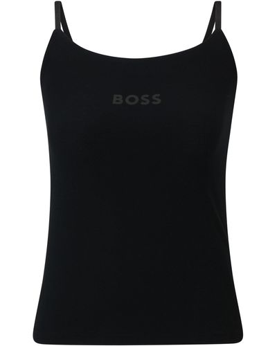 BOSS Pyjama-Unterhemd aus Stretch-Modal mit tonalem Logo - Schwarz
