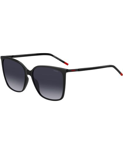 HUGO Black Sunglasses With Logo Details And Red End-tips