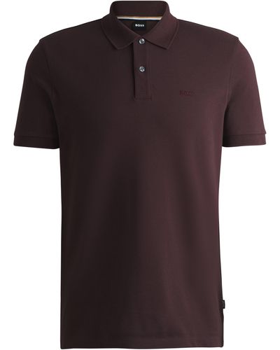 BOSS Pallas Poloshirt aus Bio-Baumwolle mit Logo-Stickerei - Schwarz