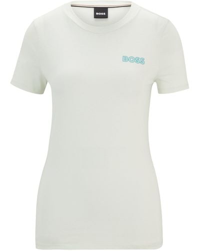 BOSS Slim-fit T-shirt Van Zuivere Katoen Met Logodetail - Wit