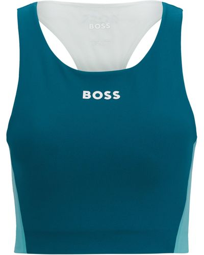BOSS Racerback-Top im Colour-Block-Design mit Logo-Details - Blau