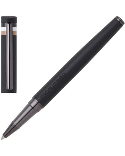 BOSS Black Logo-detail Rollerball Pen With Signature-stripe Cap