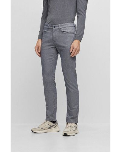 BOSS Slim-fit Jeans In Two-tone Brushed Twill - Grey
