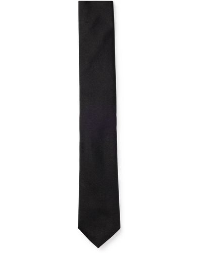 BOSS Cravate en jacquard de soie pure, confectionnée en Italie - Noir